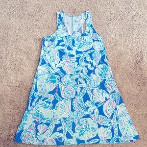 Lilly Pulitzer Womens Merle Dress Blue Haven Pop Up Into The Deep Sz L EUC